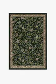 120' x 185' | Machine Washable Runner Rug | Kid & Pet Friendly | Indoor Rug | Morris & Co. Bird & Pomegranate Teal Green Rug | Ruggable
