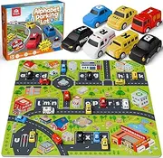 [Coogam] Alphabet Maze, 26pcs Pull Back Car with Play Mat Preschool Letter Matching Game for 3 4 5 Years Old, Educational Fine Motor Gift Toy for Toddler Kids