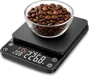 INSMART Coffee Scale with Timer, 0.1g High Precision Espresso Scale, Rechargeable Coffee Scale with Auto Tare, Touch Sensor and Silicone Cover Kitchen Scales - 6.6 lbs/3 kg