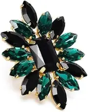 [Generic] Crystal Shine Adjustable Ring, Black and Green, Contemporary Party Jewelry for Women, Gold, No Gemstone