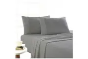 Park Avenue Split King Bed Flannelette Fitted Sheet Set 175GSM Egypt Cotton Ash
