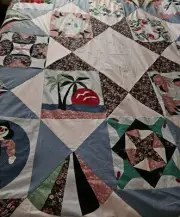 Stunning Unfinished Seasonal Themed Applique/Patchwork Quilt Top 86" X 86"
