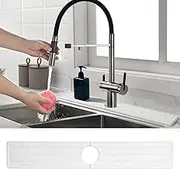 Kitchen Faucet Absorbent Mat,Diatomite Stone Sink Tray, Super Absorbent, Prevents Moisture Buildup,Faucet Sink Gadgets for Kitchen, Bathroom, Countertop,Farmhouse, RV (White, 24" x 4")