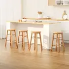 Marley Bar Stool Natural Beech Wood 61cm Height Sturdy Comfortable Seating -NTX4