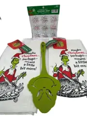 Sleigh Bell Bistro Rubber Spatula (1) & Maybe Christmas (2) Towel Set + Seals