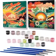 2 Pack Paint by Number for Adults Beginner, Abstract Landscape Easy Paint by Num