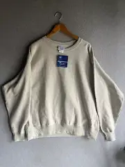 Champion Reverse Weave Sweater Mens 2XL Beige Crew Neck Fleece NWT