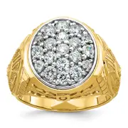 14k Two-Tone 1 5/8 Ct. Lab Grown Diamond VS/SI+ G+ Oval Men's Cluster Ring