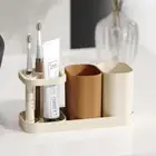 No Punching Toothpaste and Toothbrush Rack Bathroom Organizer