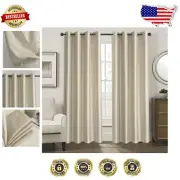 Luxurious Faux Silk Blackout Curtains with Beige Liner - 52x63 Inches, Light ...