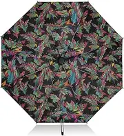 [RPLIFE] Travel Umbrella, Lightweight Durable Automatic Open/close Umbrella for Women, Travel Umbrellas for Rain, Wind and Sun, Colorful Feathers Floral