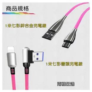 【京太陽】100CM 七彩鋅合金充電線(充電線 數據線 安卓 蘋果 typec apple)