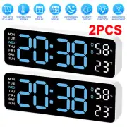 2PCS LED Digital Alarm Clock Wall Desk Clock Temperature Date Week Large Display