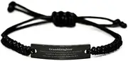 [Generic] Granddaughter Rope Bracelet Engraved with Psalm 145: 18-19 Inspirational Gifts for Christmas, Birthday, Graduation - Black Rope Bracelet for Granddaughter, Small, Silver Plated Zinc, Cubic Zirconia