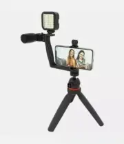 Super Star Essential Vlogging Kit, with LED Light, Microphone, Tripod and Mount