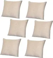 [WANZELONYO] Decorative Throw Pillow Covers Light Khaki 16x16 Inch Cushion Covers Square Couch Pillow Case Set of 6