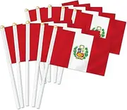 10 PCS Peru Handheld Small Flag, Peruvians Hand held Mini Decor Decoration Banner