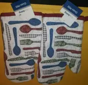 Spoons, Forks, Knives Themed 2 OVEN MITT set