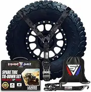 Y Strap for Spare Tire - Heavy Duty Spare Tire Strap for UTV, Offroad Accessories & Roof Rack, 3 Way Ratchet Strap Tie Down- 1.6" Wide, Can Secure Up to 40" Tire by Straight Jacket Crew (Black Camo)