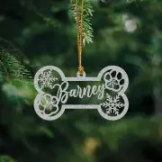 Personalized Dog Paw Print Ornament, Snowflake Christmas Ornament, Dog Lover Gif