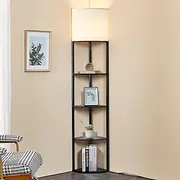 ATAMIN Alvis Edge 72" Floor Lamp with Shelves, Modern Black LED Lamp for Bedroom, 9W, 11.9 lbs