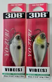 (Set of 2) Yo-Zuri 3DB Vibe (S) Lipless Crankbaits 1/2 oz, 2-5/8", 2 Colors New