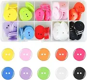 180pcs Colourful Buttons, 10 Colors 15MM Round Resin Button Large Sewing Buttons Craft Buttons with Plastic Storage Box Buttons for Crafting, Clothes Sewing (2 Hole)
