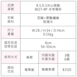 【冰山袋鼠】非常莓好 - 織帶拼接多夾層後背包 - 莓果藍(8027-BP)