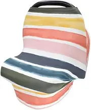 Nursing Cover for Baby Breastfeeding Stretchy Car Seat Canopy for Baby Girls/Boys, Multi-Purpose Soft Breathable Nursing Cover for Shopping Cart, High Chair, Stroller, Baby Shower Gifts(Stripe)