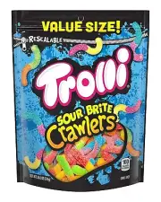 Trolli Sour Brite Crawlers Candy Sour Gummy Worms 28.8 Ounce Resealable Bag