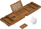 Waterproof Bamboo Bath Caddy with Adjustable Holder for Ultimate Relaxation