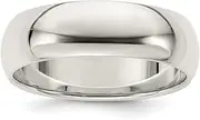 [JewelryWeb] 925 Sterling Silver Solid Polished Half Round 7mm-Half-Round Band Size 10-Band Style Ring for Women and Men