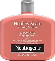 Neutrogena Exfoliating Healthy Scalp Clarify & Shine Shampoo for Oily Hair and Scalp, Anti-Residue Shampoo with Pink Grapefruit, pH-Balanced, Paraben & Phthalate-Free, Color-Safe, 12oz