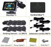 8 Parking Sensor Parktronic Car Automobile Reversing Backup Radar Electronics Rear Auto Detector Backing Assistance Kit Buzzer Matte black