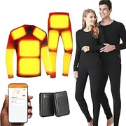 [IMYOGI] Cozy Electric Heated Underwears Set, 22 Zones Smart Heating Thermal Underwear Shirt and Pant Outdoor Sport Long Johns