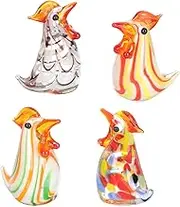 JECOMPRIS 4Pcs Glaze Cock Ornaments: Japanese Style Chick Mini Rooster Figurine Adorn Delicate Desktop Chick Decor for Home Easter Ornament(Style in Random)