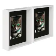 2x White 8" x 10" 3D Deep Box Photo Frames Black 4" x 6" Mount Shadow Picture