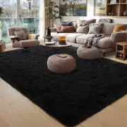 Large Area Rugs for Living Room Bedroom 6x9 Feet, Fluffy Kids 6 x 9 Feet Black