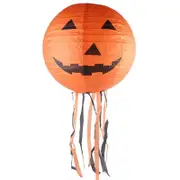 6PCS Paper 20cm Pumpkin Lantern/Electronic Lamp for Halloween Outdoor Hanging Props Party Decorations Pumpkin tassels