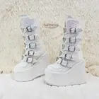 Swing 230G White Multi Glitter Mid Calf Boot 5.5 Platform Heart Strap NY DEMONIA
