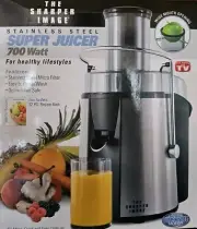 New Sealed Sharper Image SUPER JUICER Stainless Steel 700 Watt w Recipe Book