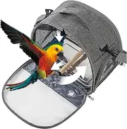 Bird Travel Carrier,Bird Backpack with Stainless Tray and Stand Perch,Portable Small Bird Parrot Parakeet Cockatiel Carrier for Small Birds, Cockatiel, Parrot