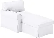 The White Ektorp Chaise with ARM Thick Cotton Cover Replacement is Custom Made for IKEA Ektorp Chaise Lounge with Arm Sofa Slipcover. Sofa Cover Only! (Arm on The Left)