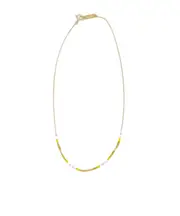Chain link beaded necklace One size Yellow