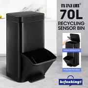 70L Motion Sensor Pedal Dual Bin Rubbish Trash Can Stainless Steel Waste Dustbin