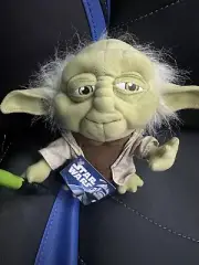 Star Wars YODA with Light Saber 7" Plush blue tag-white Letters