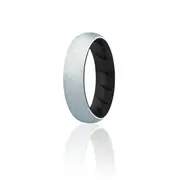 Silicone Wedding BR Solid Ring - Black-Silver by ROQ for Women - 11 mm Ring