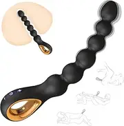 Vibrating Anal Beads Butt Plug, Rechargeable Flexible Butt Plug Prostate Massager with 10 Vibration Modes Anal Toys, Silicone Anal Beads with Pull Ring Design, Anal Toy for Men Women Couple