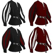 Retro Vintage Punk Gothic Medieval Blouse / Shirt Masquerade Tunic Ren Faire Knight Ritter Viking Crusader Flounced Color Block Men's Celtic Pirate Carnival M