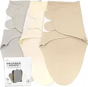 Bublo Baby Swaddles for Newborns – 3-Pack Infant Swaddles 0-3 Months – Adjustable Swaddle Sleep Sack – Soft Organic Cotton Baby Wrap for Safe & Cozy Sleep (Solid Grey)